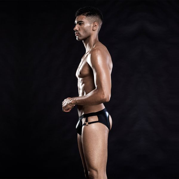 New Sexy Mens Shorts Imitation Patent Leather Temptation Sexy Underwear Sexy Briefs Buttocks Lacquered Leather Hollow Ring, Black
New Sexy Mens Shorts Imitation Patent Leather Temptation Sexy Underwear Sexy Briefs Buttocks Lacquered Leather Hollow Ring, Black