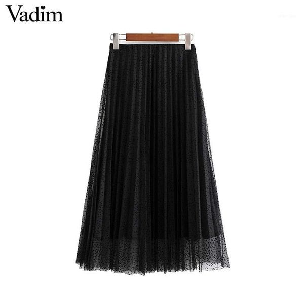 vadim women chic black mesh midi skirt back zipper dots elastic waist female basic fashion mid calf skirts mujer ba7901
vadim women chic black mesh midi skirt back zipper dots elastic waist female basic fashion mid calf skirts mujer ba7901