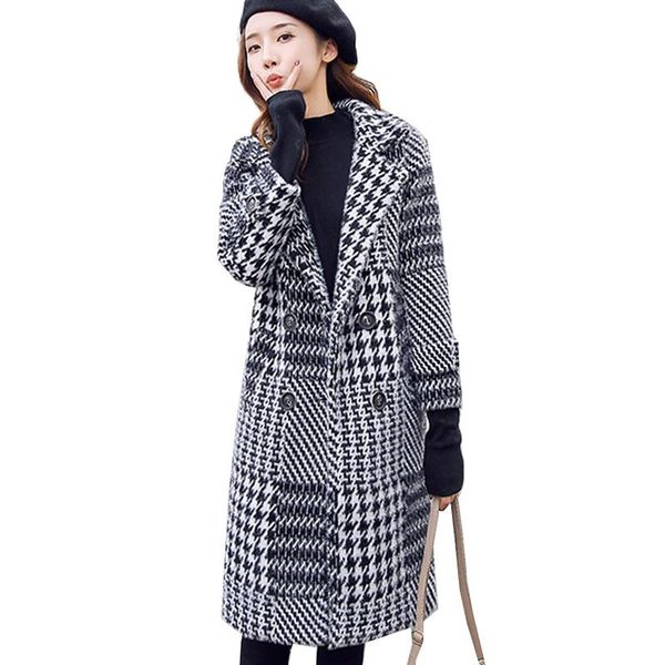 women's wool & blends woolen coat women 2021 autumn winter jacket outerwear plaid warm medium long imitation mink coats female, Black
women's wool & blends woolen coat women 2021 autumn winter jacket outerwear plaid warm medium long imitation mink coats female, Black