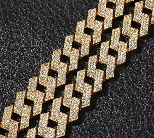 the bling king 20mm prong cuban link chains necklace fashion hiphop jewelry 3 row rhinestones iced out necklaces for men11, Silver