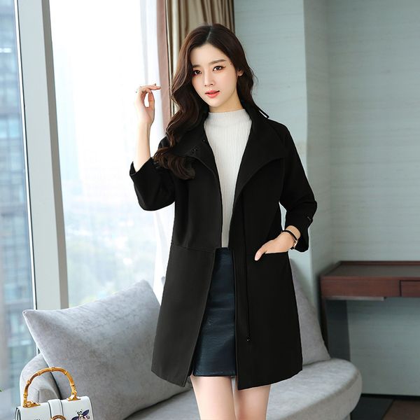 casual slim long wool blend ladies zipper women's jacket turn-down collar pockets korean womens fashion coat, Black
casual slim long wool blend ladies zipper women's jacket turn-down collar pockets korean womens fashion coat, Black