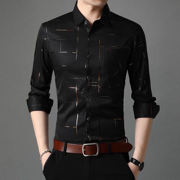 men's casual shirts brand pocket gold line strip long sleeve slim fit men shirt streetwear social dress autumn fashions jersey, White;black
men's casual shirts brand pocket gold line strip long sleeve slim fit men shirt streetwear social dress autumn fashions jersey, White;black