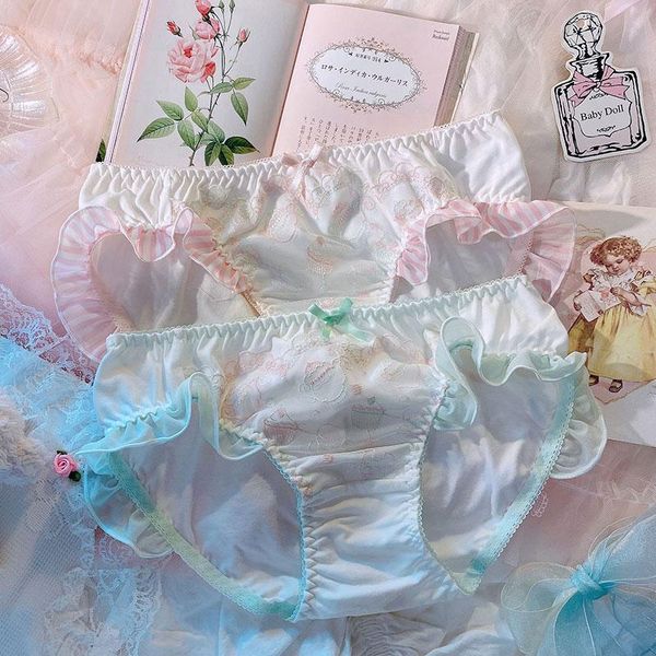 sweet lolita cute desserts embroidery chiffon ruffles stripe panties underpants lovely women's girl cotton briefs underwear, Black;pink
sweet lolita cute desserts embroidery chiffon ruffles stripe panties underpants lovely women's girl cotton briefs underwear, Black;pink