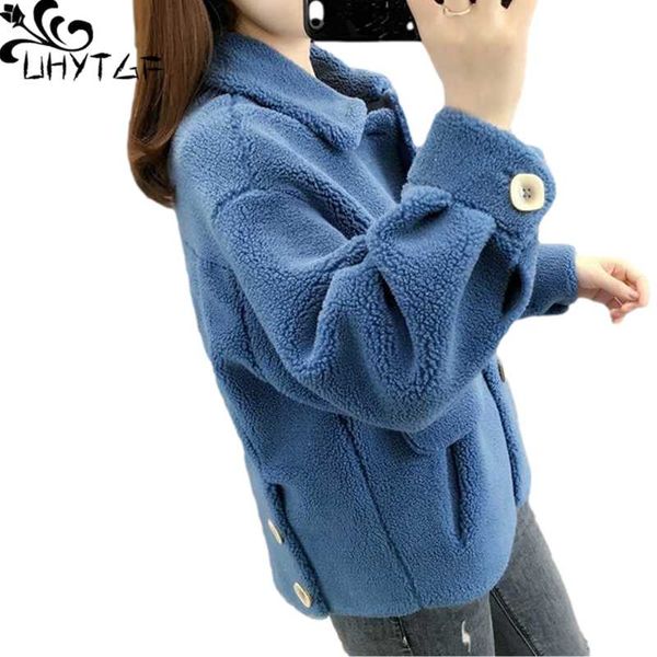 women's fur & faux uhytgf quality sheep shearing winter jacket imitate lambswool casual warm coat single-breasted short outerwear 1190, Black
women's fur & faux uhytgf quality sheep shearing winter jacket imitate lambswool casual warm coat single-breasted short outerwear 1190, Black