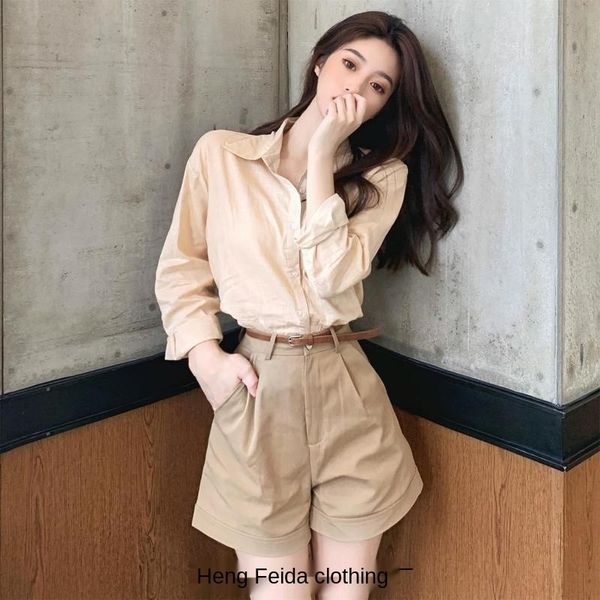 vyhwj 2020 early autumn 6hsd a new thin anti-wear shirt sleeve shirt women's high waist belt slim fit longline wide leg suit shorts 6hs, Gray
vyhwj 2020 early autumn 6hsd a new thin anti-wear shirt sleeve shirt women's high waist belt slim fit longline wide leg suit shorts 6hs, Gray