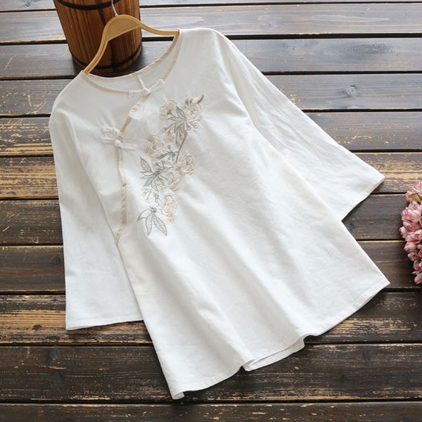 6591 new summer women's linen embroidery pullover pulloverpulloverslant lapel 7 4 sleeve loose casual pullover t-shirt py9cu, White
6591 new summer women's linen embroidery pullover pulloverpulloverslant lapel 7 4 sleeve loose casual pullover t-shirt py9cu, White
