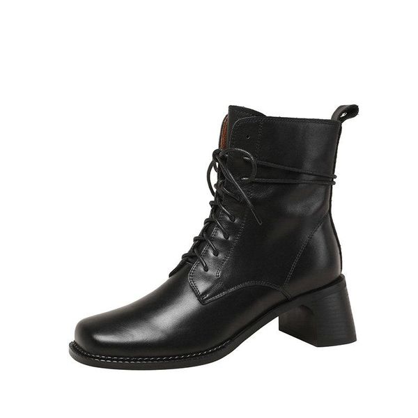 2021 new elegant genuine leather autumn and winter shoes side zipper+ cross-tied thick heels boots night club shoes woman, Black
2021 new elegant genuine leather autumn and winter shoes side zipper+ cross-tied thick heels boots night club shoes woman, Black