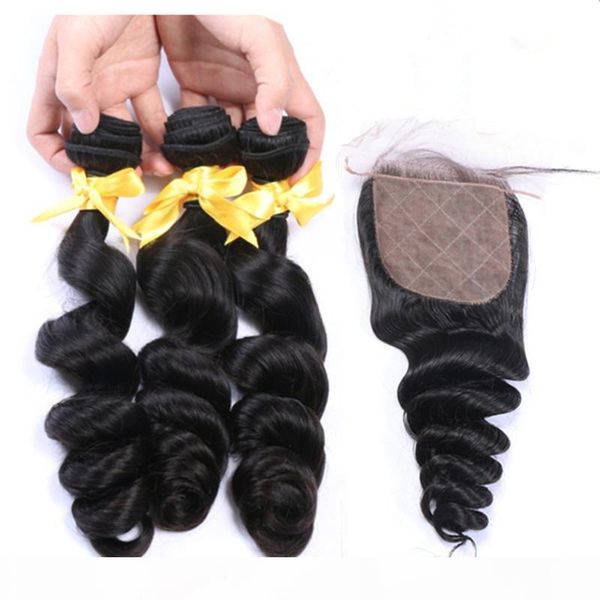 indian virgin human hair loose wave bundles deals 3pcs with 4x4 silk base closure 4pcs lot virgin hair weaves with silk closure, Black;brown
indian virgin human hair loose wave bundles deals 3pcs with 4x4 silk base closure 4pcs lot virgin hair weaves with silk closure, Black;brown