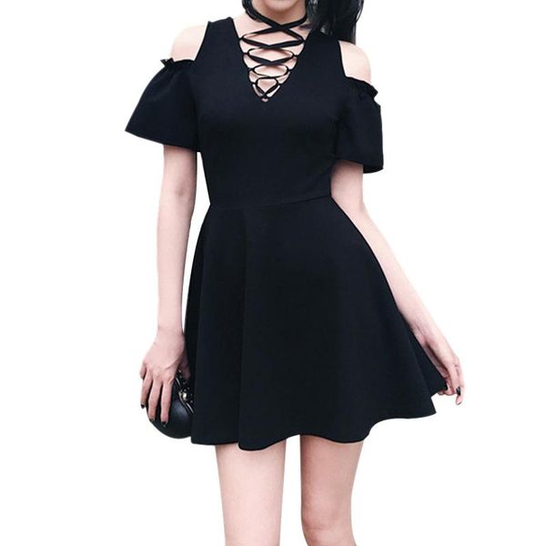 casual dresses summer dress bandage hollow out women party black off shoulder harajuku, Black;gray
casual dresses summer dress bandage hollow out women party black off shoulder harajuku, Black;gray