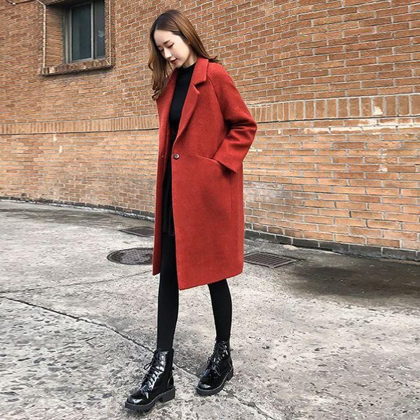 women's wool & blends 2021 female autumn winter woolen jacket korean version fashion lapel loose mid-length elegant woman woolens coats, Black
women's wool & blends 2021 female autumn winter woolen jacket korean version fashion lapel loose mid-length elegant woman woolens coats, Black