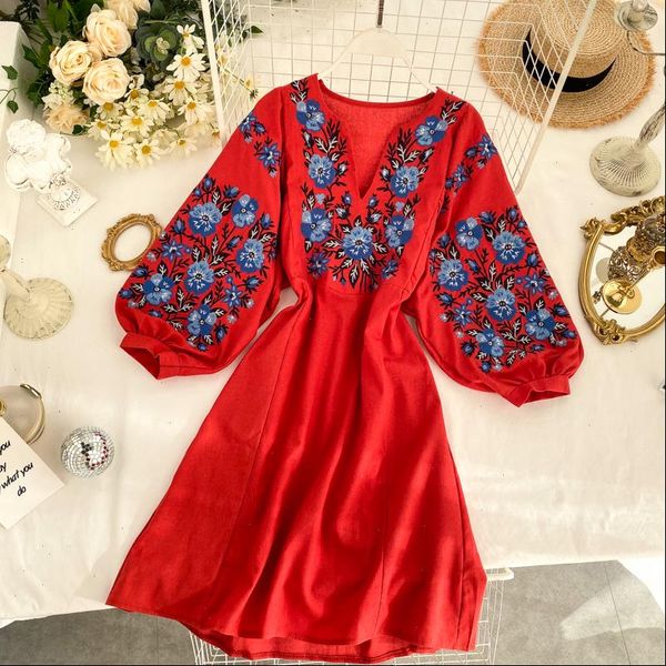 womens retro ethnic style dress embroidery flower lantern sleeves loose temperament deep v neck dress spring autumn dress ml447, Black;gray
womens retro ethnic style dress embroidery flower lantern sleeves loose temperament deep v neck dress spring autumn dress ml447, Black;gray