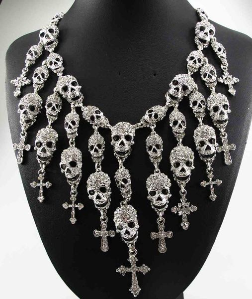 Newest Gorgeous Fashion Necklace Skeleton skull Cross Jewelry crystal Department Statement Women Choker Necklaces Pendants, Silver
Newest Gorgeous Fashion Necklace Skeleton skull Cross Jewelry crystal Department Statement Women Choker Necklaces Pendants, Silver