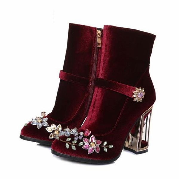 boots wine red velvet ankle for women retro birdcage high heel rhinestone decor botas mujer ladies, Black
boots wine red velvet ankle for women retro birdcage high heel rhinestone decor botas mujer ladies, Black