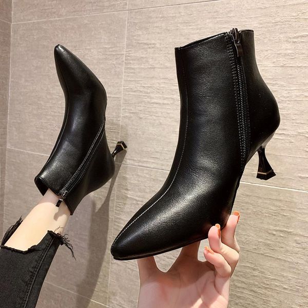 brand women's shoes boots-women booties woman 2020 low heel round toe fashion mid calf rubber rock ladies high heel, Black
brand women's shoes boots-women booties woman 2020 low heel round toe fashion mid calf rubber rock ladies high heel, Black
