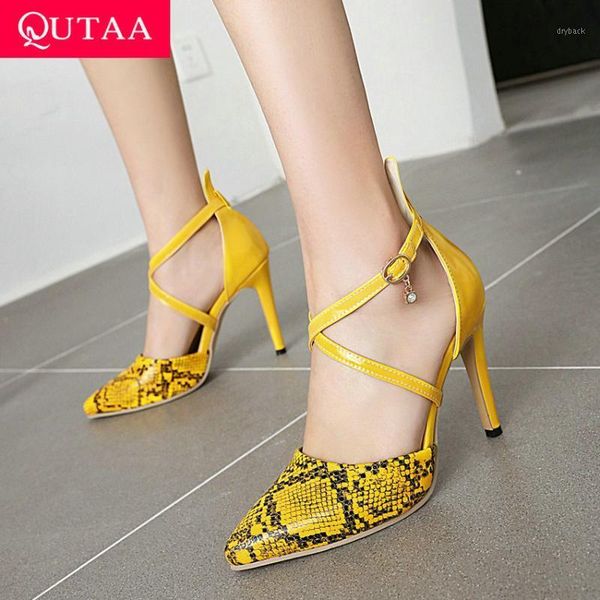 sandals qutaa 2021 snakeskin pu leather ladies cross strap buckle women shoes summer pointed toe thin high heels size 34-431, Black
sandals qutaa 2021 snakeskin pu leather ladies cross strap buckle women shoes summer pointed toe thin high heels size 34-431, Black