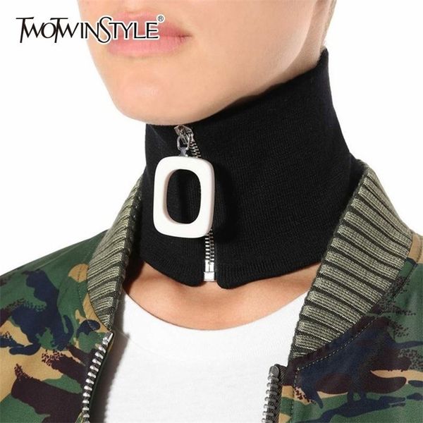 twotwinstyle black knitting scarf female warm fashion fake collar large buckle zipper scarves for women accessories tide y201007, Blue;gray
twotwinstyle black knitting scarf female warm fashion fake collar large buckle zipper scarves for women accessories tide y201007, Blue;gray