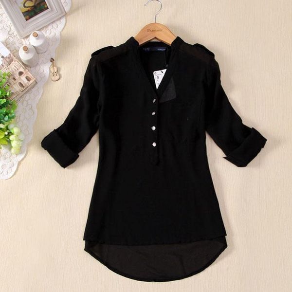 women v-neck chiffon long sleeve casual shirt blouse spring summer solid color formal shirt cardigan bottom blouse for women, White 
women v-neck chiffon long sleeve casual shirt blouse spring summer solid color formal shirt cardigan bottom blouse for women, White