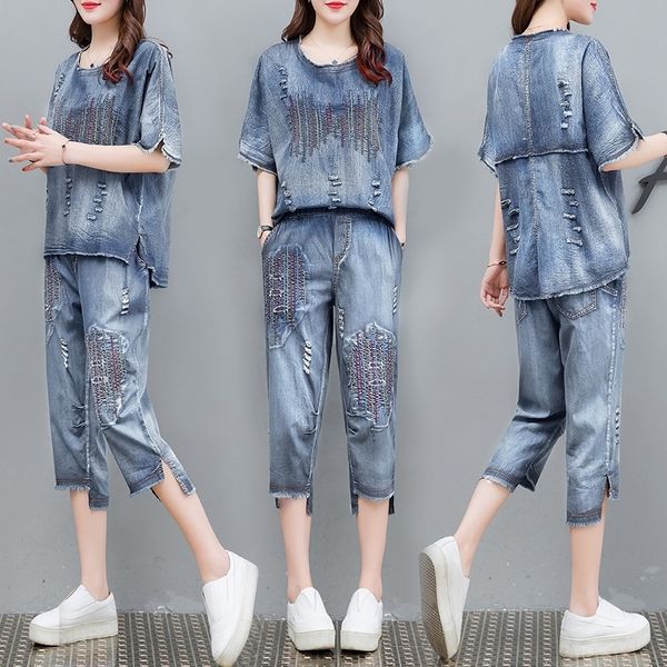cboum denim suit women's summer 2020 new nsrm1 short loose sleeve foreign style embroidery embroidery embroiderytwo piece suit fashion, Gray
cboum denim suit women's summer 2020 new nsrm1 short loose sleeve foreign style embroidery embroidery embroiderytwo piece suit fashion, Gray