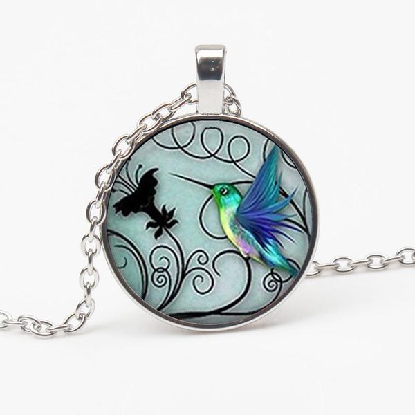 new blue hummingbird pattern necklace crystal bird decoration crystal cabochon sweater chain charm personality pattern pendant, Silver
new blue hummingbird pattern necklace crystal bird decoration crystal cabochon sweater chain charm personality pattern pendant, Silver