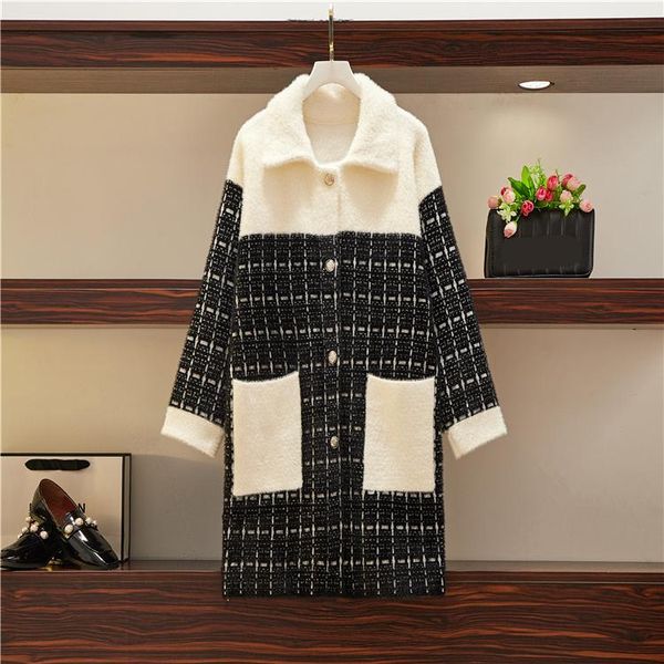 plaid sweater coat women loose 2020 new autumn and winter korean fashion imitation mink wool knitted cardigan, Black
plaid sweater coat women loose 2020 new autumn and winter korean fashion imitation mink wool knitted cardigan, Black