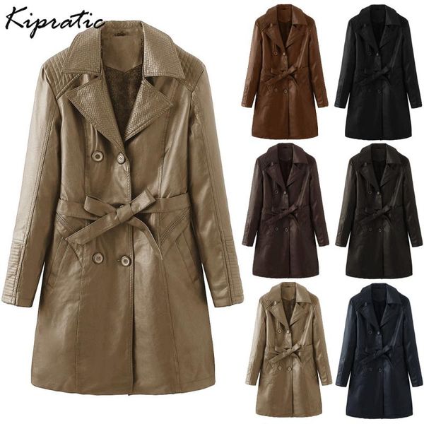 new 2020 slim pu coats women fashion faux leather jackets women elegant tie belt waist pockets buttons coats female ladies, Black
new 2020 slim pu coats women fashion faux leather jackets women elegant tie belt waist pockets buttons coats female ladies, Black
