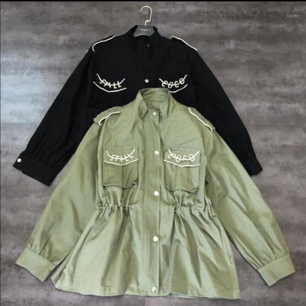 autumn 2020 new diamond alphabet chain drill double-pocket stand collar drawstring jacket female loose windbreaker coat outwear1, Black;brown
autumn 2020 new diamond alphabet chain drill double-pocket stand collar drawstring jacket female loose windbreaker coat outwear1, Black;brown