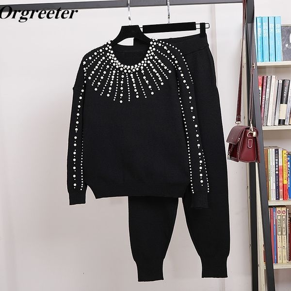 autumn winter sweaters pants suits beading diamond knitted pullover + pants 2 piece sets tracksuits women's clothing lj201119, White
autumn winter sweaters pants suits beading diamond knitted pullover + pants 2 piece sets tracksuits women's clothing lj201119, White