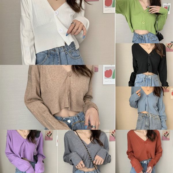 new korean style slim ultra short v-neck single breasted long new women's dress korean women's dress sleeve knitted cardigan for w, White;black
new korean style slim ultra short v-neck single breasted long new women's dress korean women's dress sleeve knitted cardigan for w, White;black