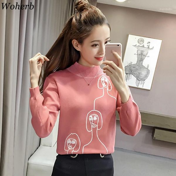 woherb pull femme embroidery half turtleneck long sleeve pullovers sweaters autumn winter jumpers korean fashion new 909891, White;black
woherb pull femme embroidery half turtleneck long sleeve pullovers sweaters autumn winter jumpers korean fashion new 909891, White;black