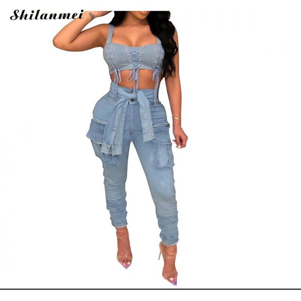summer plus size denim pants women jeans bandage skning denim pants long pocket trousers, Blue
summer plus size denim pants women jeans bandage skning denim pants long pocket trousers, Blue