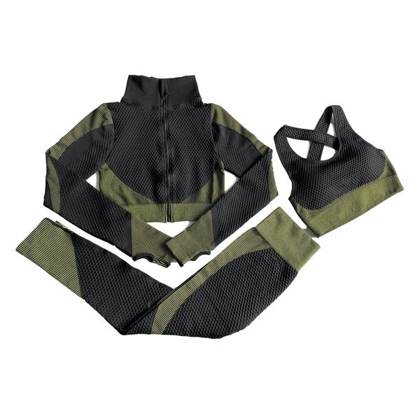3pcs seamless yoga set long sleeve sportsuits fitness tracksuits zipper shirts+gym leggings+sport bra workout trainning sets c0123, Gray
3pcs seamless yoga set long sleeve sportsuits fitness tracksuits zipper shirts+gym leggings+sport bra workout trainning sets c0123, Gray