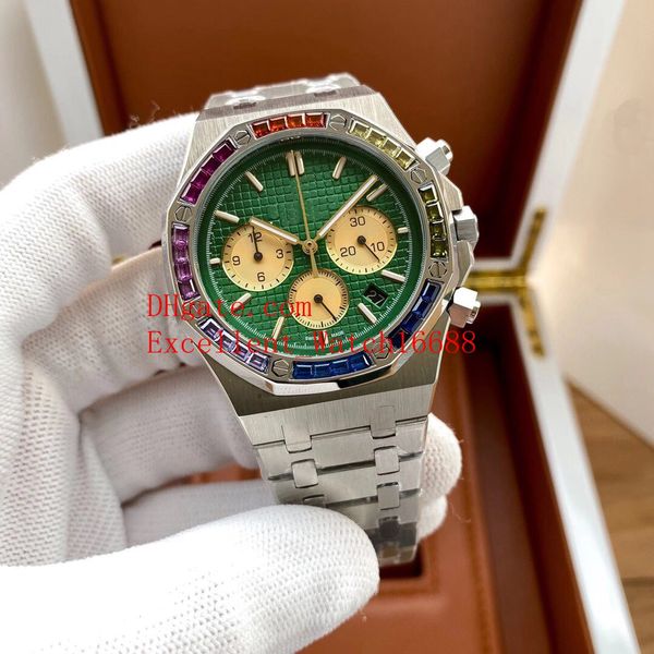 11 colors selling mens wristwatches 41 mm 26331 26320 stainless steel diamond bezel vk quartz chronograph working mens watch wristwa, Slivery;brown
11 colors selling mens wristwatches 41 mm 26331 26320 stainless steel diamond bezel vk quartz chronograph working mens watch wristwa, Slivery;brown
