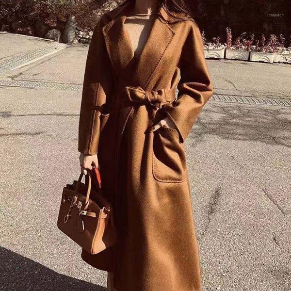 women's wool & blends 2021 winter high end handmade women long double sided 100% water ripple coat loose plus size lacing belt woolen j, Black
women's wool & blends 2021 winter high end handmade women long double sided 100% water ripple coat loose plus size lacing belt woolen j, Black