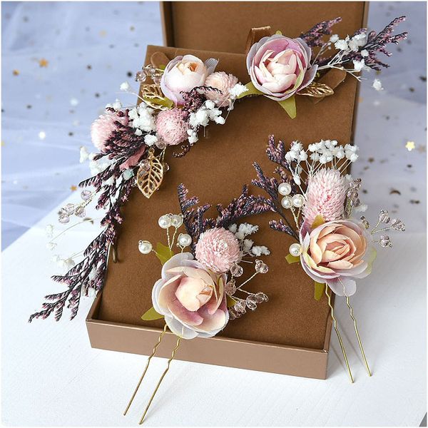 bride mori headdress dry lace princess flower hair pinch set korean bridal wedding jewelry q1219, White;golden
bride mori headdress dry lace princess flower hair pinch set korean bridal wedding jewelry q1219, White;golden