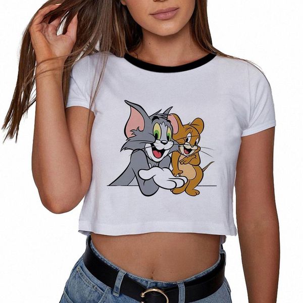 2020 new summer women shirt funny cartoon cat and mouse print cartoon harajuku print o-neck female t-shirt short navel, White
2020 new summer women shirt funny cartoon cat and mouse print cartoon harajuku print o-neck female t-shirt short navel, White