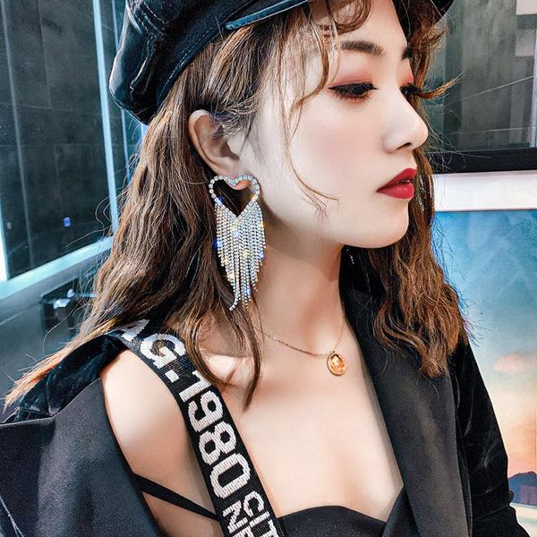 fyuan fashion long tassel full rhinestone drop earrings for women bijoux shiny heart crystal dangle earrings jewelry gifts, Silver
fyuan fashion long tassel full rhinestone drop earrings for women bijoux shiny heart crystal dangle earrings jewelry gifts, Silver