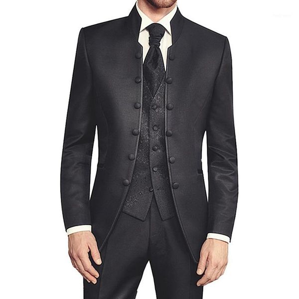 black tunic groom tuxedos for wedding retro slim fit men suits with stand collar double breasted 3 piece set (jacket pants vest)1, White;black
black tunic groom tuxedos for wedding retro slim fit men suits with stand collar double breasted 3 piece set (jacket pants vest)1, White;black