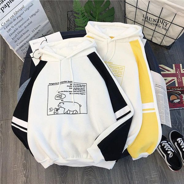 womens fresh korean version of the winter hooded sweatshirt cartoon print stitching loose long sleeved o neck jacket, Black
womens fresh korean version of the winter hooded sweatshirt cartoon print stitching loose long sleeved o neck jacket, Black