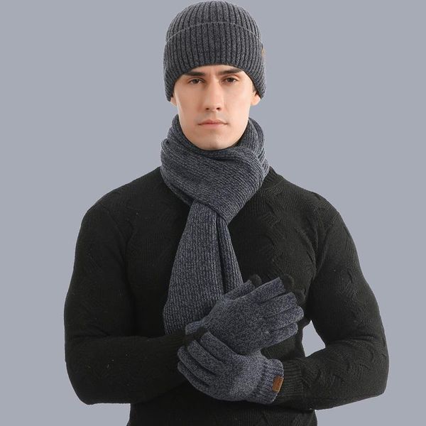 hats, scarves & gloves sets europe and america warm mixed color knitted wool thickened hat scarf three-piece gift men, Blue;gray
hats, scarves & gloves sets europe and america warm mixed color knitted wool thickened hat scarf three-piece gift men, Blue;gray