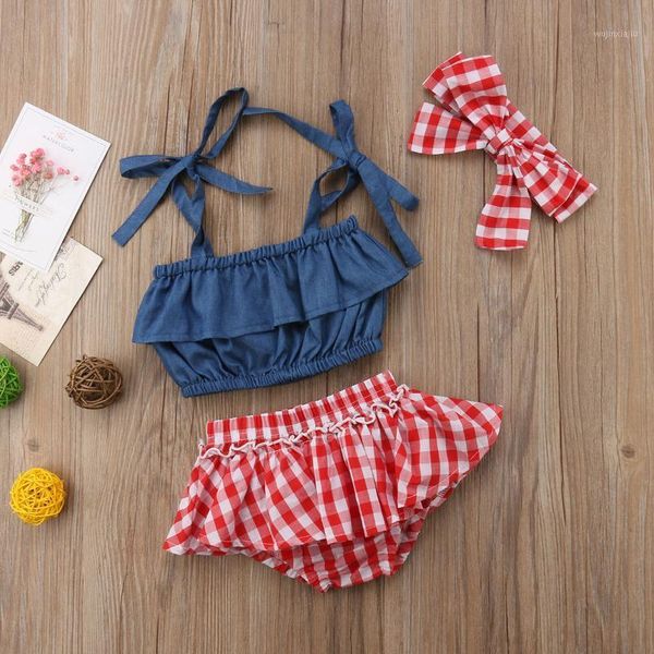 clothing sets 0-3y toddler born baby grils summer clothes sling denim +plaid shorts+headband 3pcs set princess outfits1, White
clothing sets 0-3y toddler born baby grils summer clothes sling denim +plaid shorts+headband 3pcs set princess outfits1, White