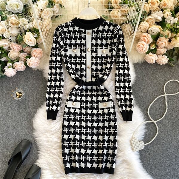 2021 new hepburn style pattern knit dress, round neck, long-sleeved waist, thin, feminine, ladies temperament, hip short skirt 21c5, Black;gray
2021 new hepburn style pattern knit dress, round neck, long-sleeved waist, thin, feminine, ladies temperament, hip short skirt 21c5, Black;gray