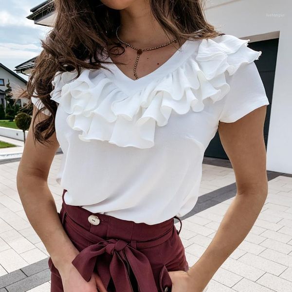 women o neck blouse shirt casual summer ruffle short sleeve beach shirts pullover lady solid spring chiffon blusa1, White
women o neck blouse shirt casual summer ruffle short sleeve beach shirts pullover lady solid spring chiffon blusa1, White
