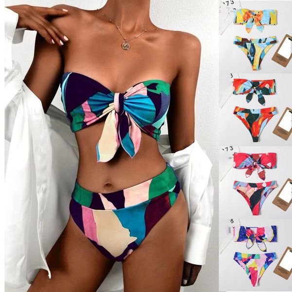 women's swimming suit 2021 stitching color print bowknot bikini swimsuit with under open back swimwear bikinis mujer, White;black
women's swimming suit 2021 stitching color print bowknot bikini swimsuit with under open back swimwear bikinis mujer, White;black