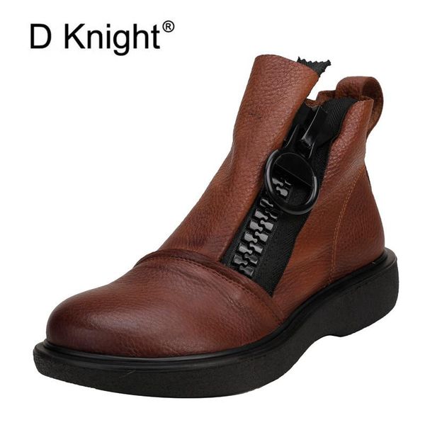 fashion female genuine leather boots women flat ankle boots platform autumn zippers brogue shoes short mujer, Black
fashion female genuine leather boots women flat ankle boots platform autumn zippers brogue shoes short mujer, Black