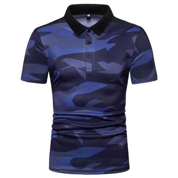 new european size men's slim camouflage print short-sleeved men's british style large size lapel t-shirt, White;black
new european size men's slim camouflage print short-sleeved men's british style large size lapel t-shirt, White;black