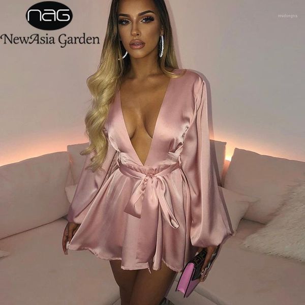 newasia summer satin dress women deep v-neck long lantern sleeve belt bow mini dress back hollow out party dresses 2020 new1, Black;gray
newasia summer satin dress women deep v-neck long lantern sleeve belt bow mini dress back hollow out party dresses 2020 new1, Black;gray