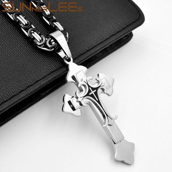 sunnerlees 316l stainless steel jesus christ cross pendant necklace byzantine link chain black silver color men boy gift sp245
sunnerlees 316l stainless steel jesus christ cross pendant necklace byzantine link chain black silver color men boy gift sp245