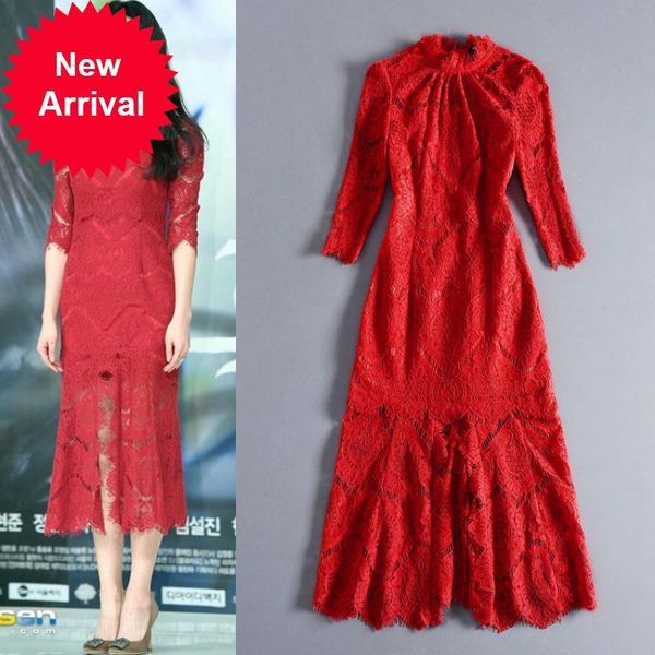 2021 new female runway luxury red prtay dress new spring fashion hollow lace out half sleeve skinny neck-long clothes djlf, Black;gray
2021 new female runway luxury red prtay dress new spring fashion hollow lace out half sleeve skinny neck-long clothes djlf, Black;gray