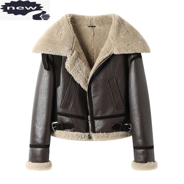 women's fur & faux women lamb biker coat luxury double-faced zipper punk street turn-down collar slim real leather short jacket, Black
women's fur & faux women lamb biker coat luxury double-faced zipper punk street turn-down collar slim real leather short jacket, Black