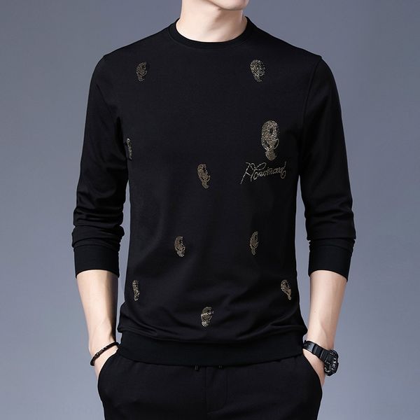 2020 new youth fashion round neck base shirt autumn men's skull diamond sweater diamond loose printed sweater osnlb, Black
2020 new youth fashion round neck base shirt autumn men's skull diamond sweater diamond loose printed sweater osnlb, Black